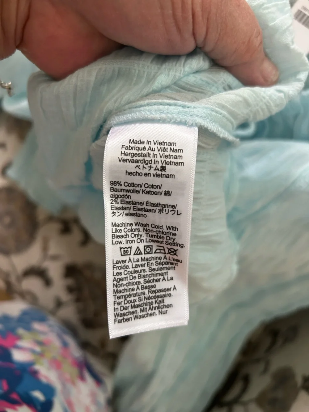 NWT J. Crew Light Aqua Tie-Front Seersucker Popover